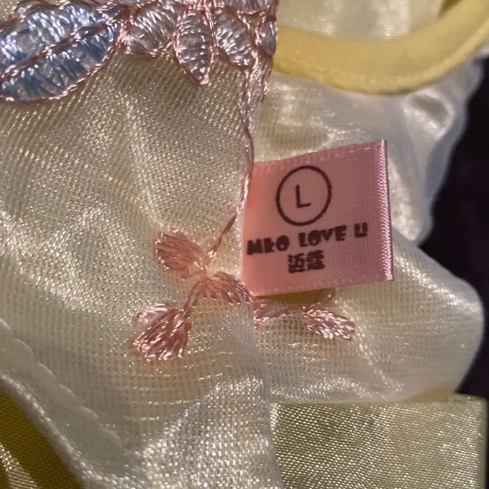 Dog Coat Yellow Dress with Bow & Sparkly Heart Size L (small dog L) NW0T